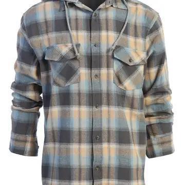 Flannel w/ Removable Hoodie - Blue/Gold