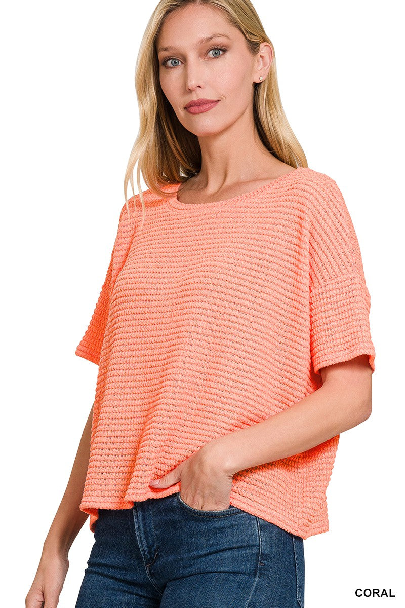 Drop Shoulder Short Sleeve Sweater