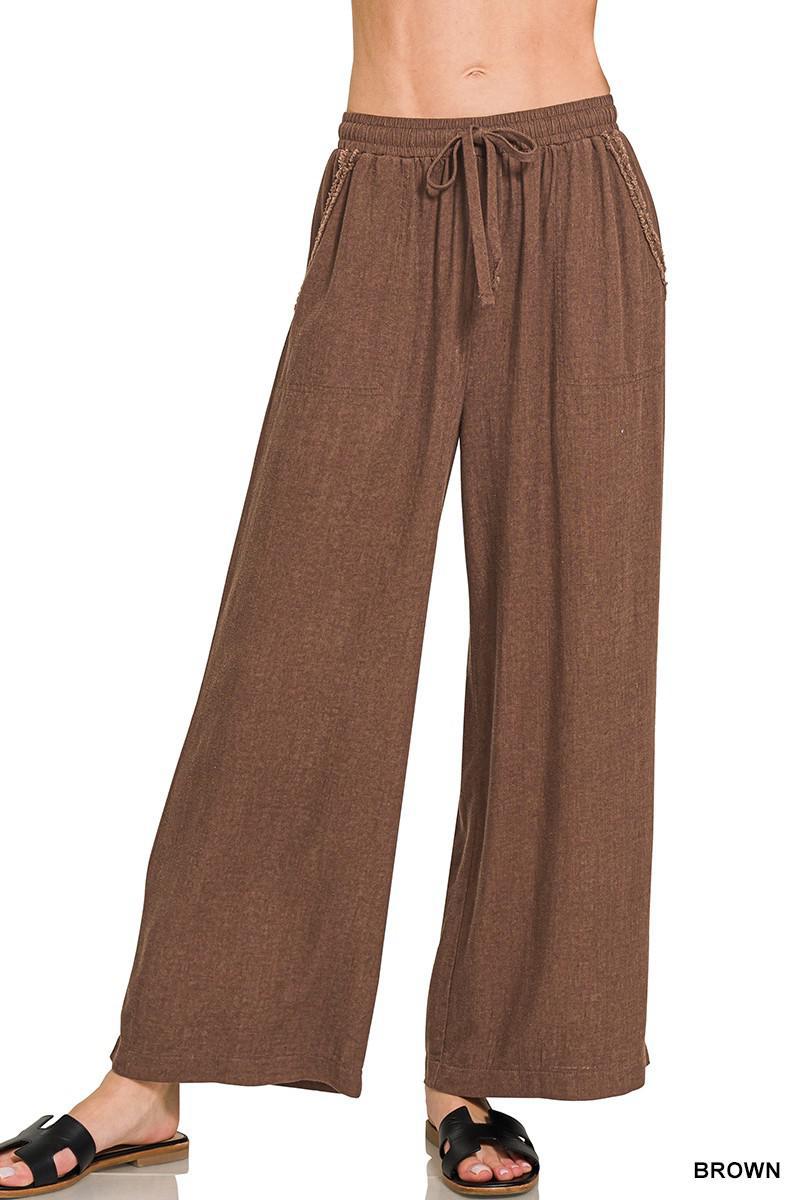 Wide-Leg Linen Blend Pants