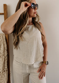 Sleeveless Side Button Linen Top