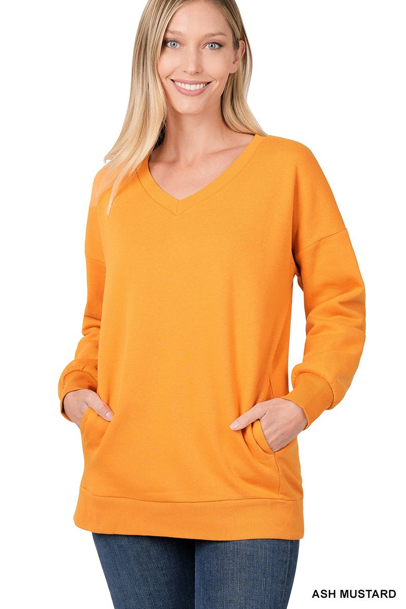 V-neck Sweatshirt w/Pockets
