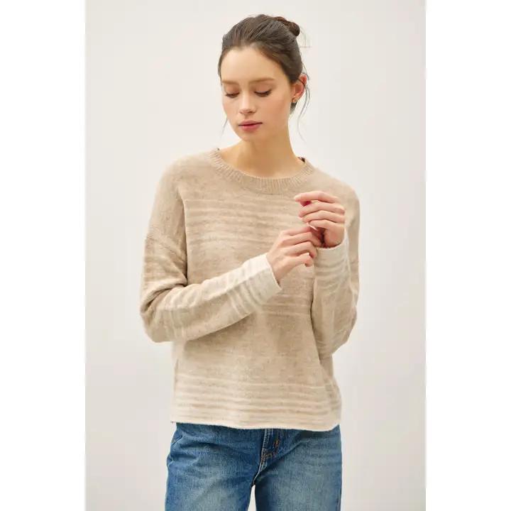 Gradient Striped Boxy Sweater - Taupe
