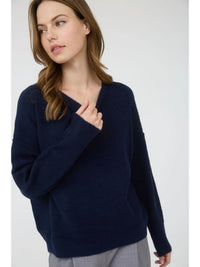 Solid Crewneck Knit Sweater - Navy