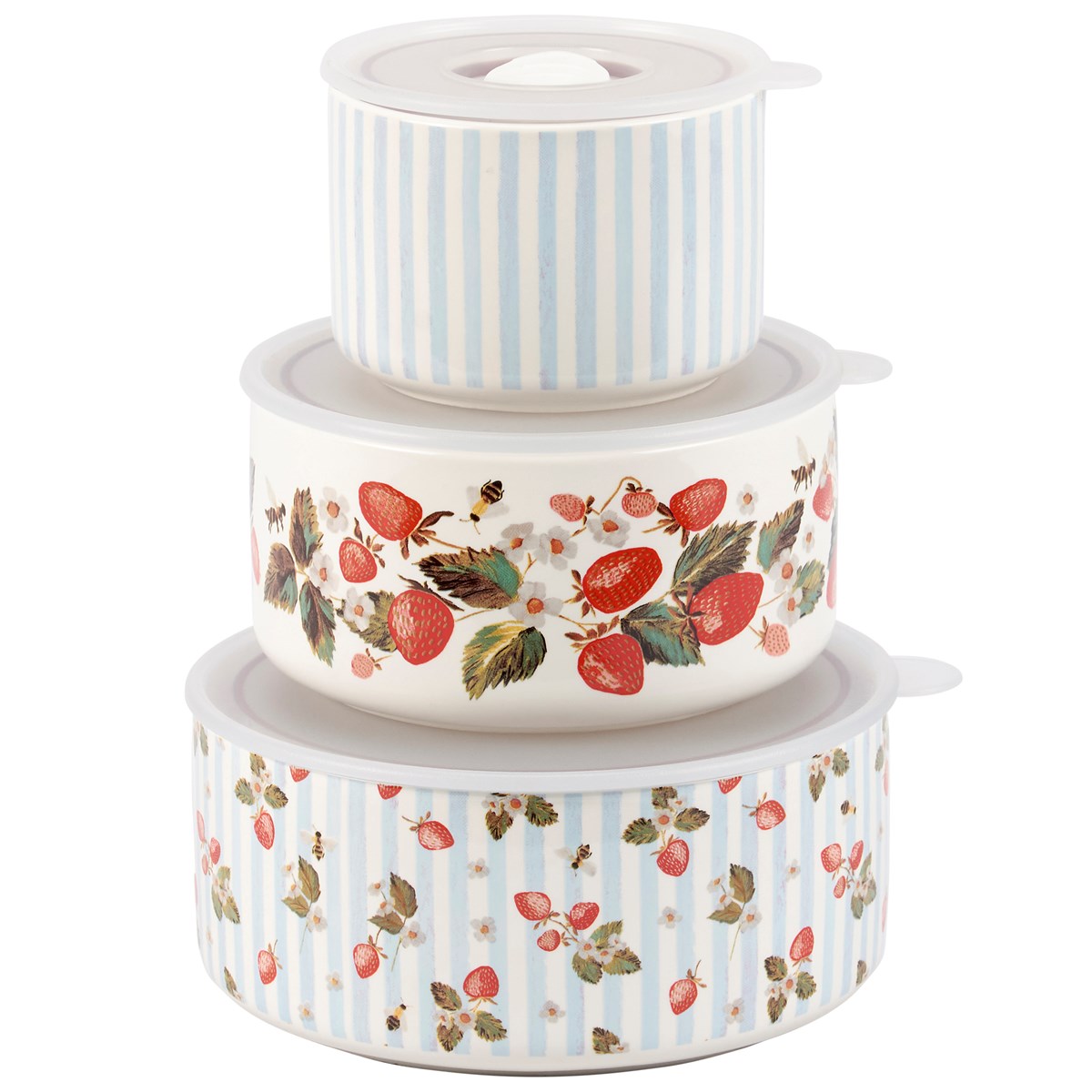 Strawberry Bowl Set w/Lids