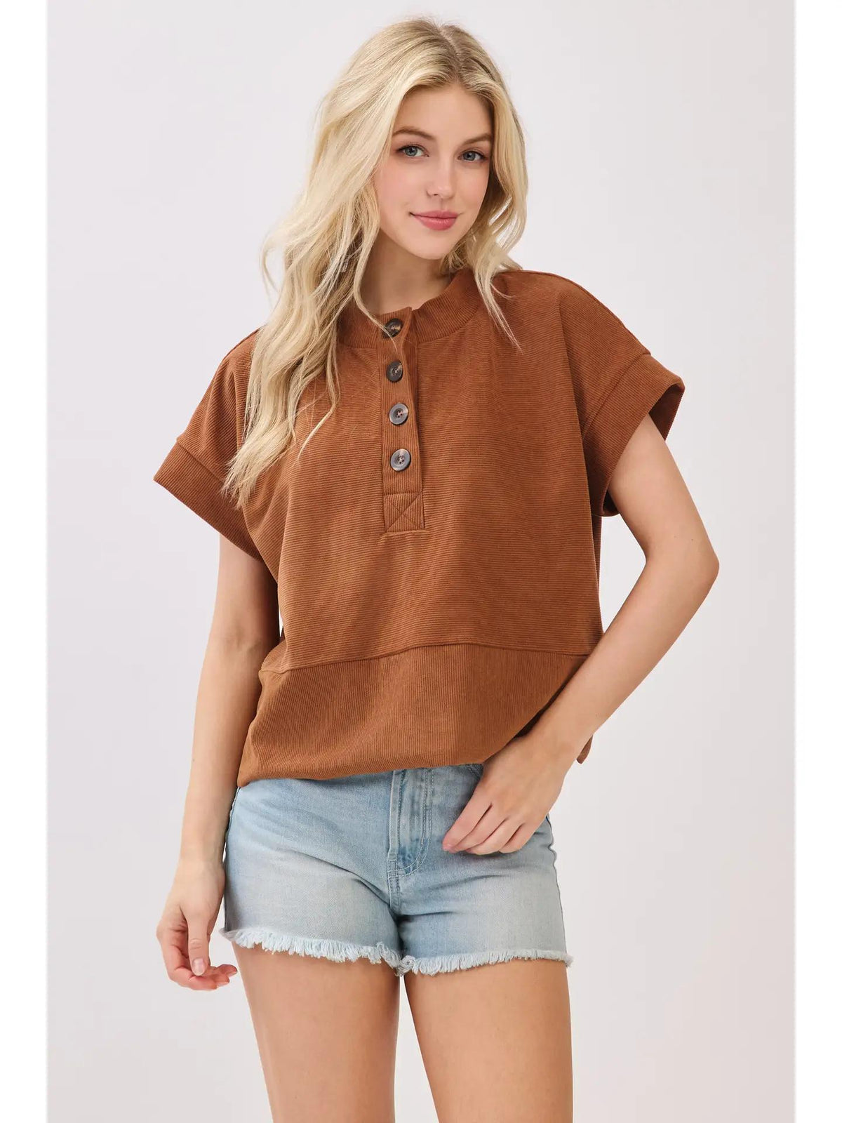 Boxy Corduroy Top - Camel