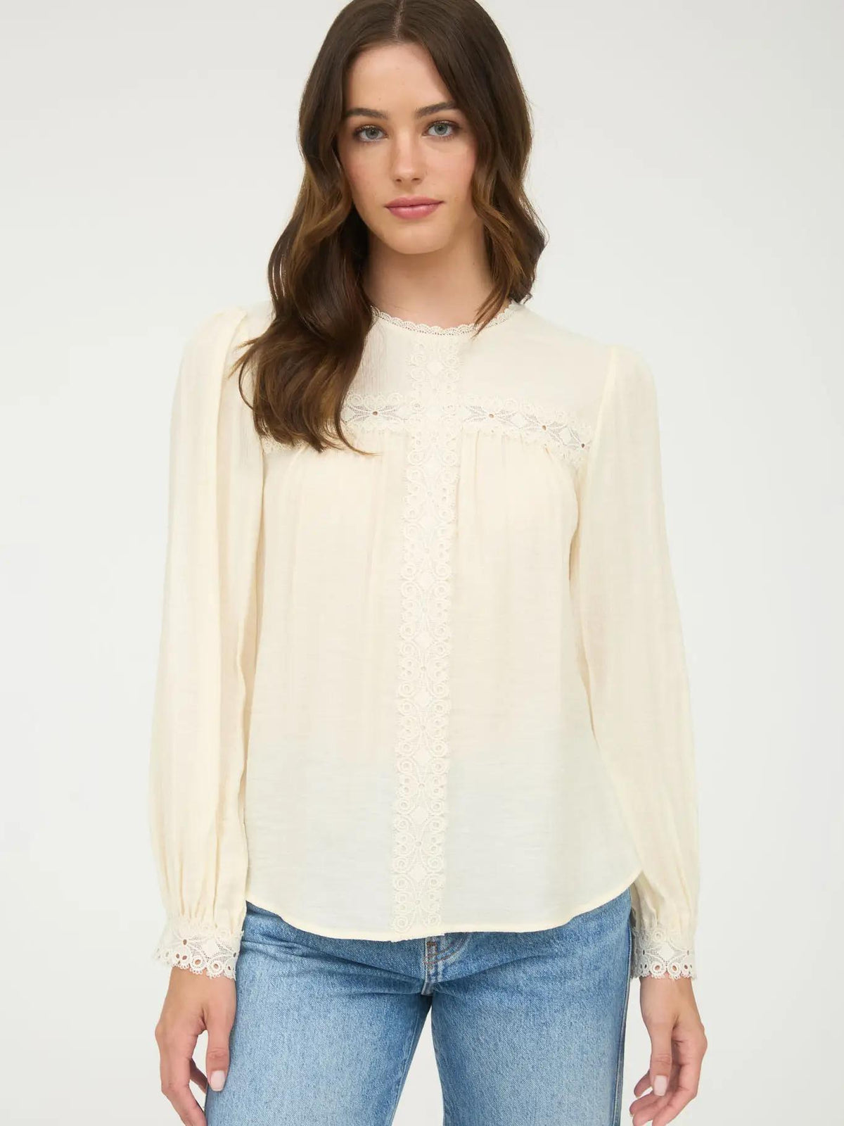 Lace Detail Blouse - Cream