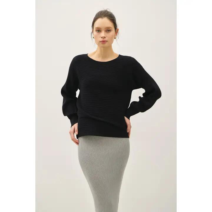 Horizontal Ribbed Sweater - Black