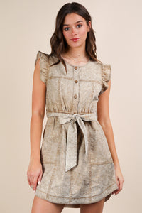 Chambray Ruffle Detail Dress
