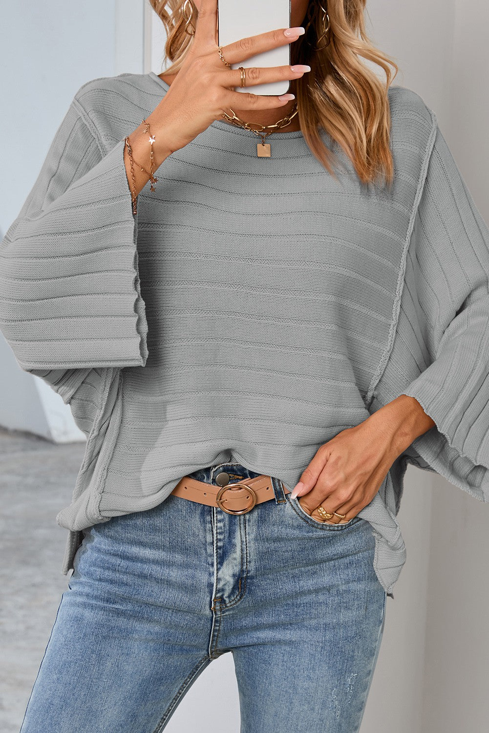 Exposed Seam Dolman Top
