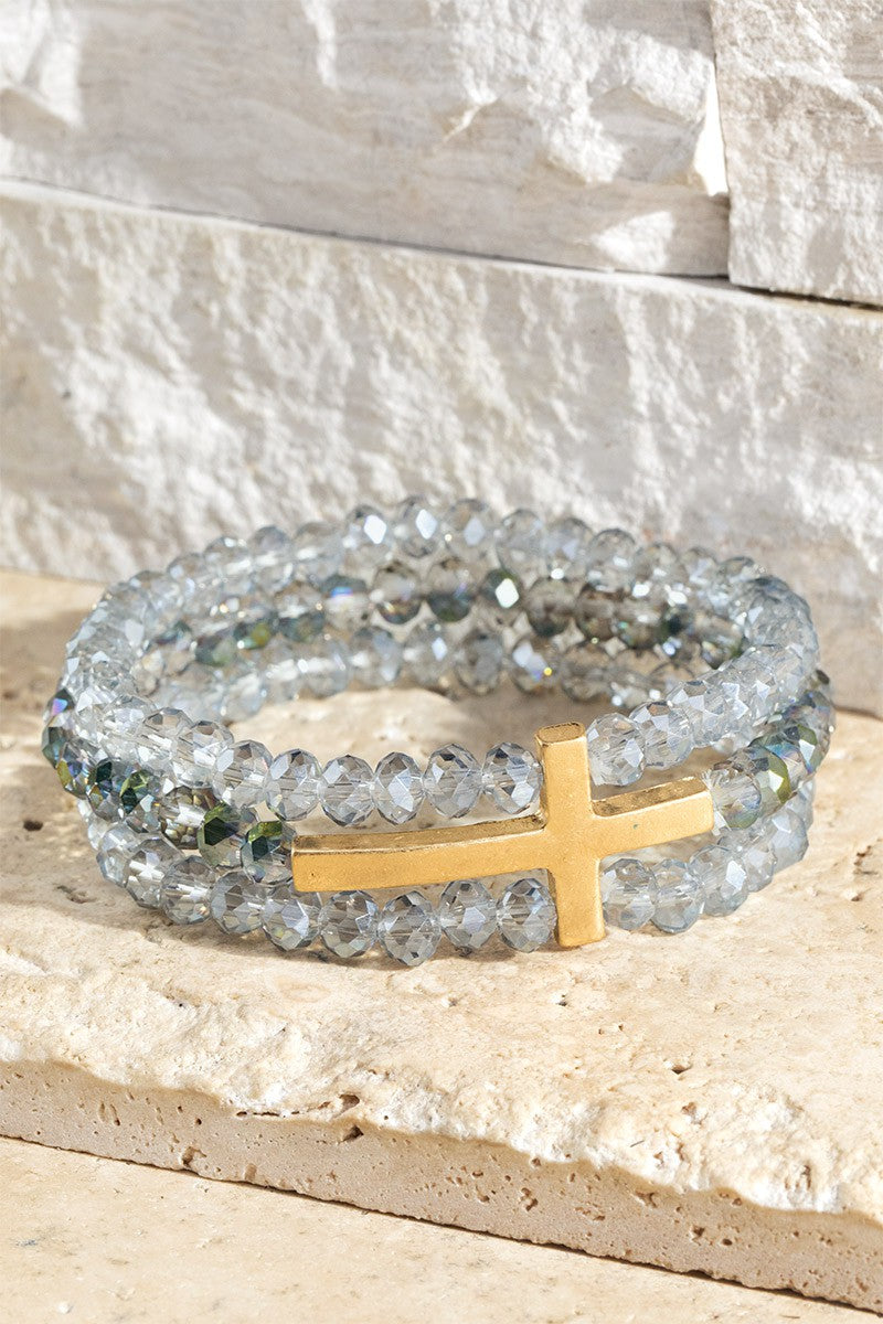 Glass Bead Cross Bracelet