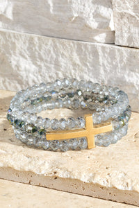 Glass Bead Cross Bracelet
