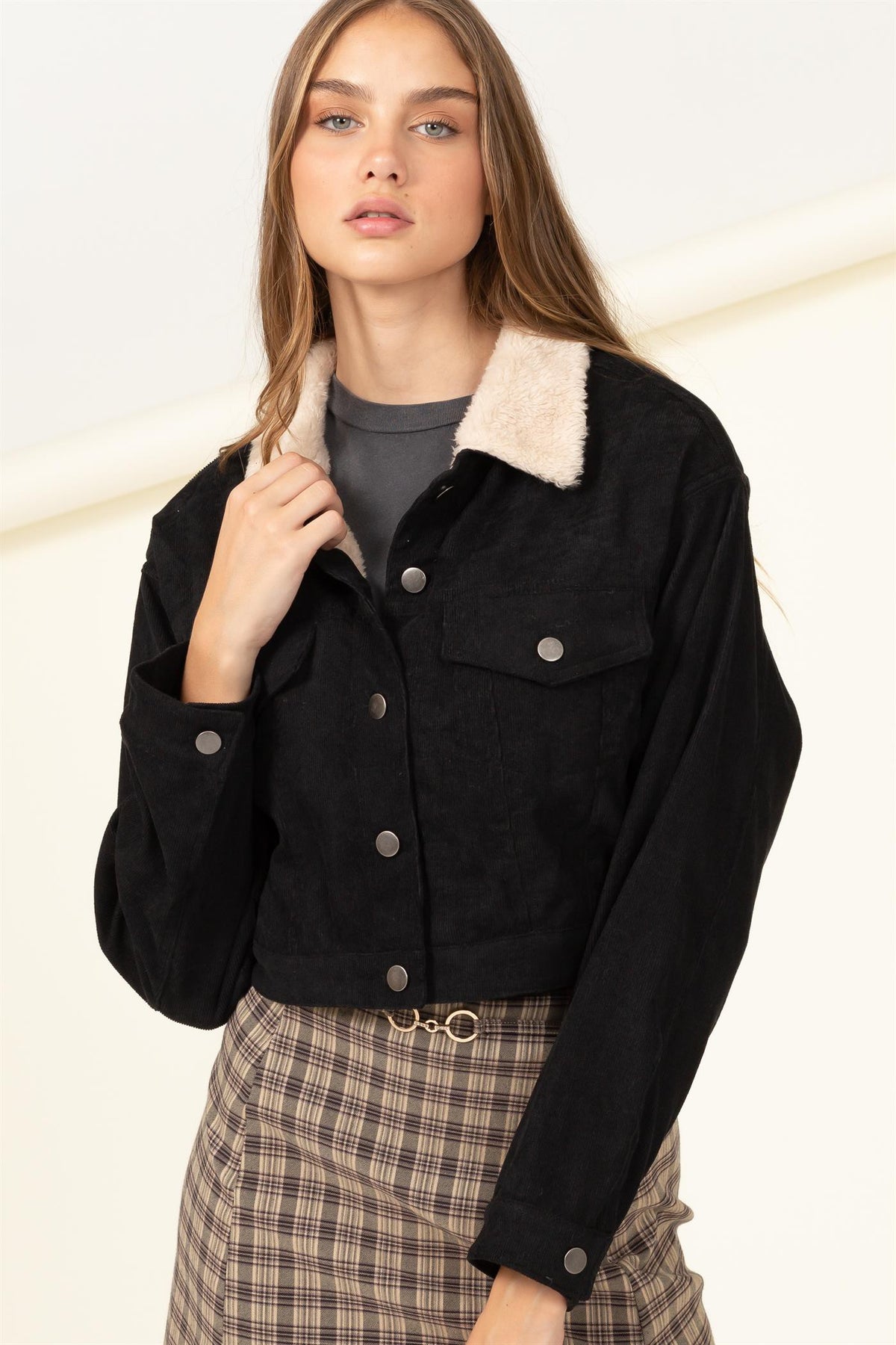 Sherpa Collar Cropped Corduroy