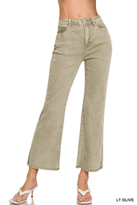 High Waist Frayed Bootcut Pants