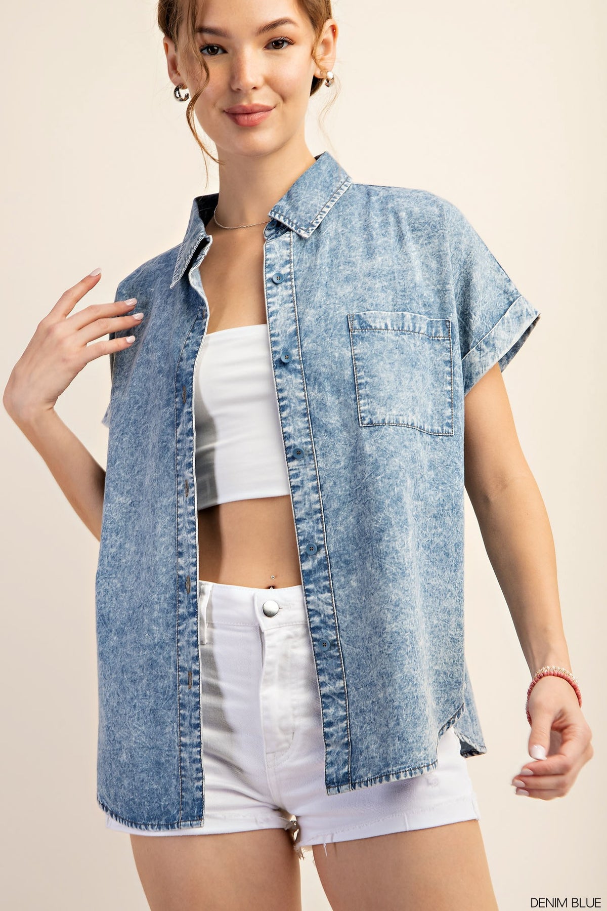Plus Denim Style Button Down