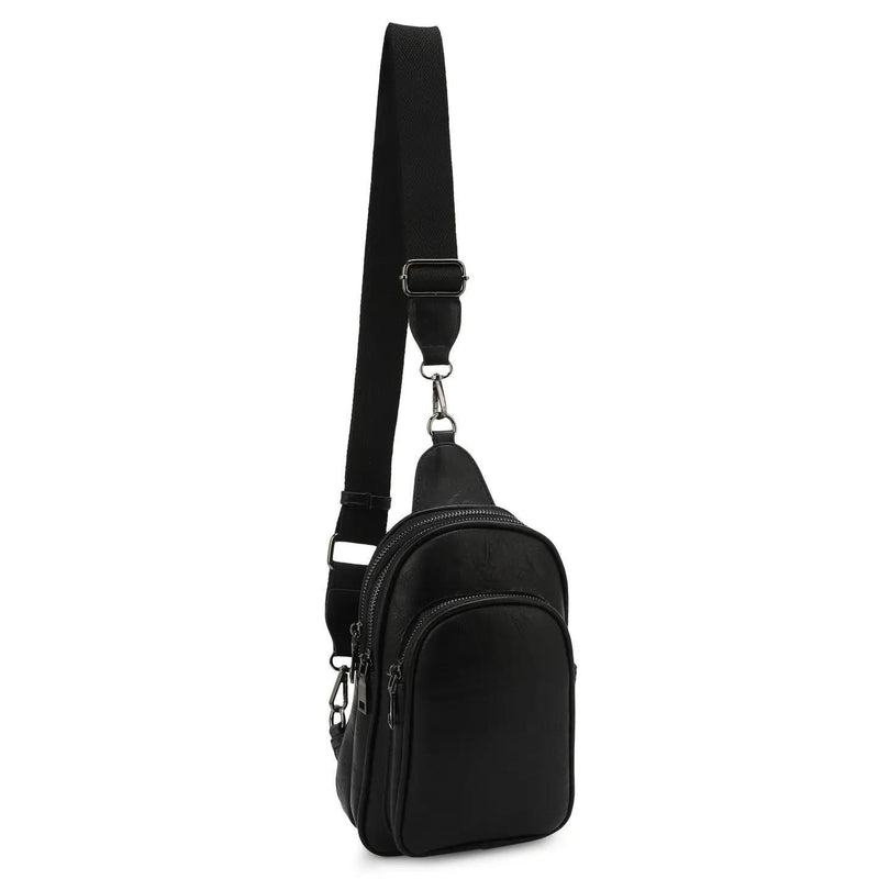 Gia Distressed Sling Bag - Black