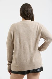 Plus V-Neck Drop Shoulder Sweater