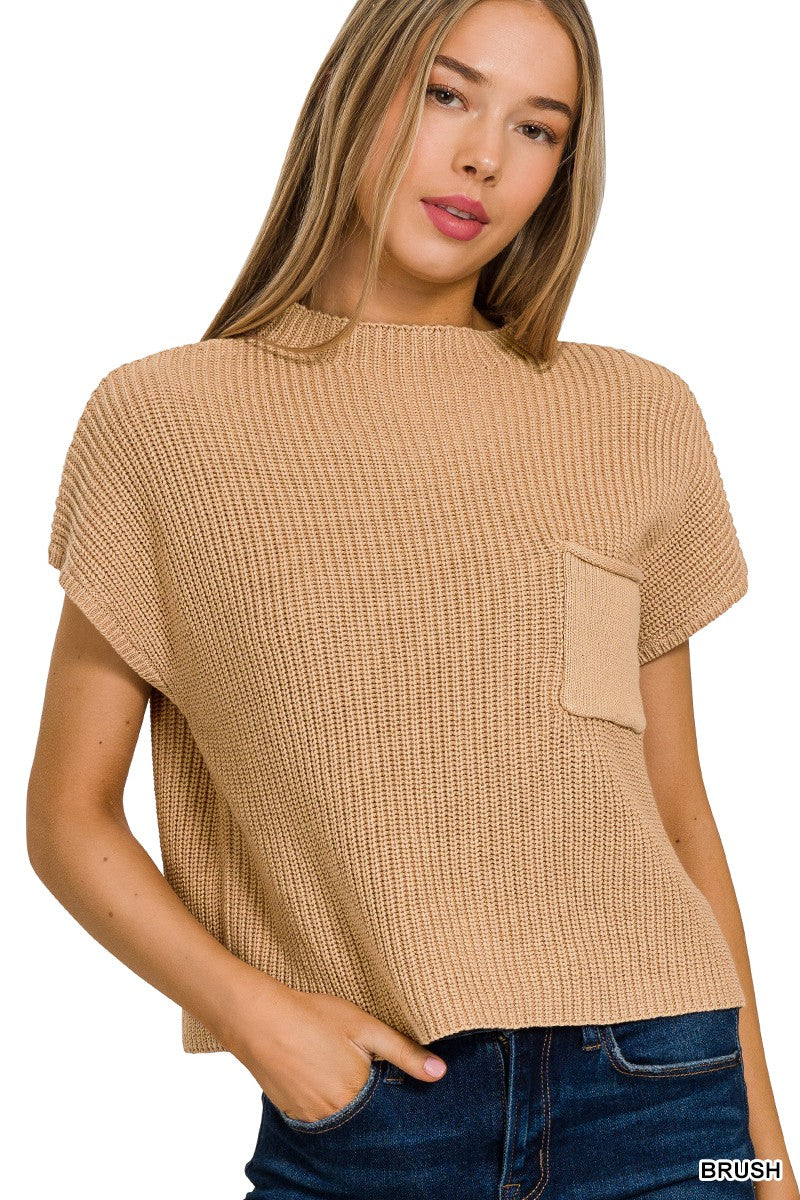 Mock Neck Cropped Sweater