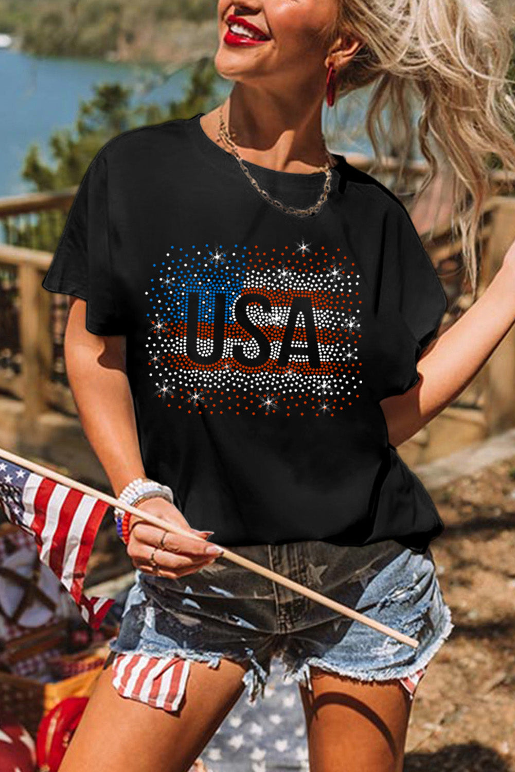 Rhinestone USA Top