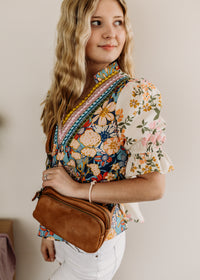 Multicolor V-Neck Boho Blouse