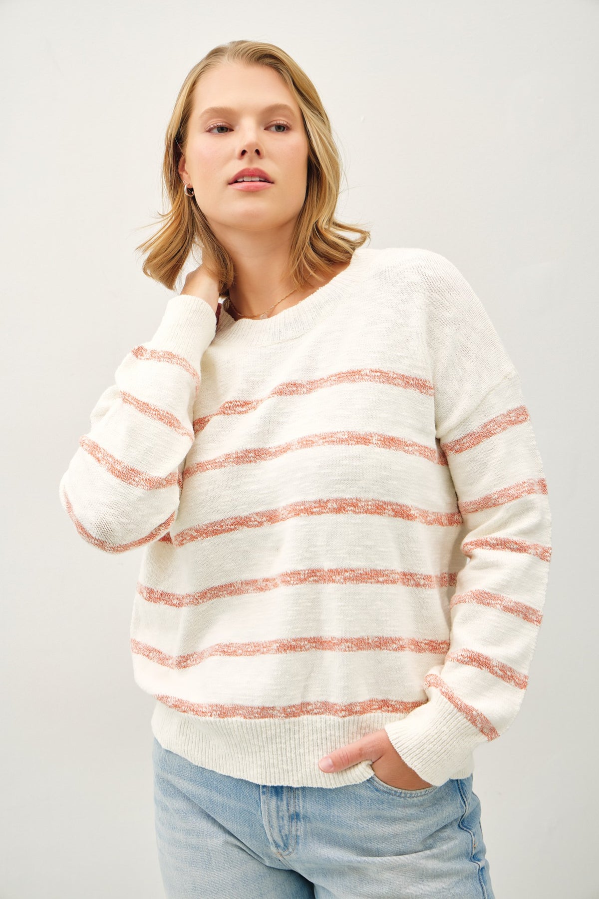 Plus Heather Striped Sweater