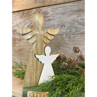 Wooden Angel w/ White Enamel