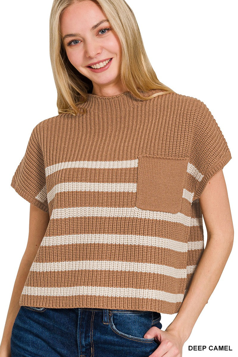 Short Sleeve Stripe Sweater