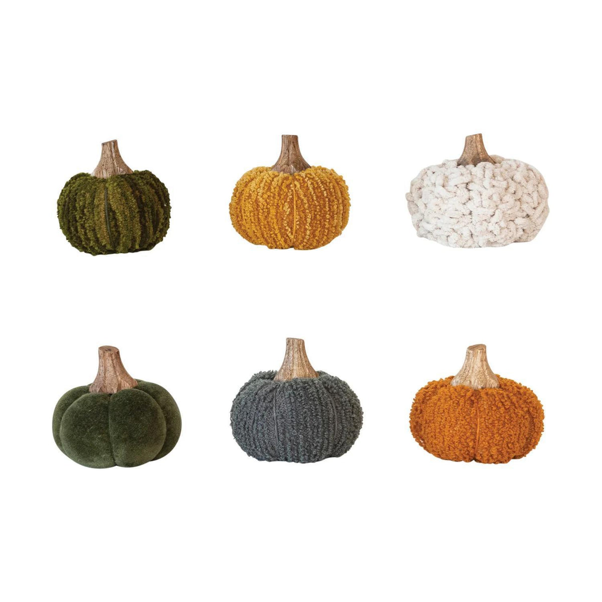Cotton/Velvet Pumpkin w/ Wood Stem