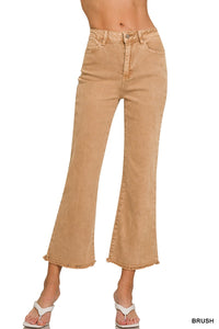 High Waist Frayed Bootcut Pants