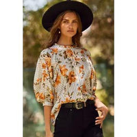 Plus Stripe & Stem Blouse