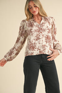 Floral Button Down W/Lace