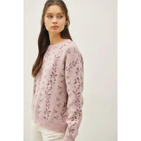 Floral Jacquard Sweater - Blush