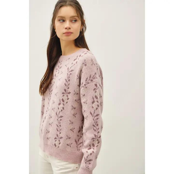 Floral Jacquard Sweater - Blush
