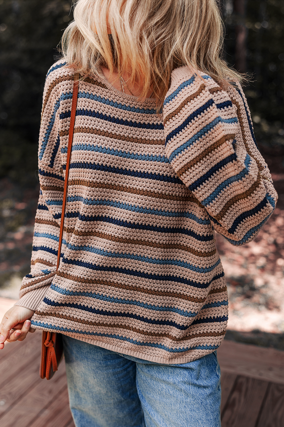 Striped Knitted Drop Shoulder Sweater