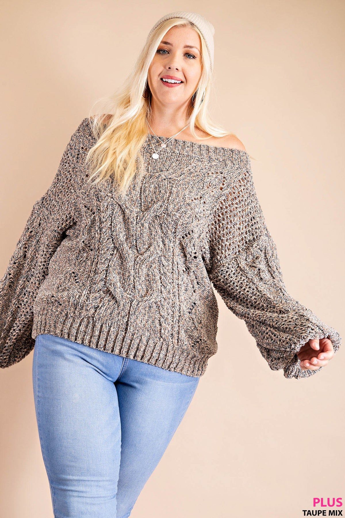 Off Shoulder Cable Knit