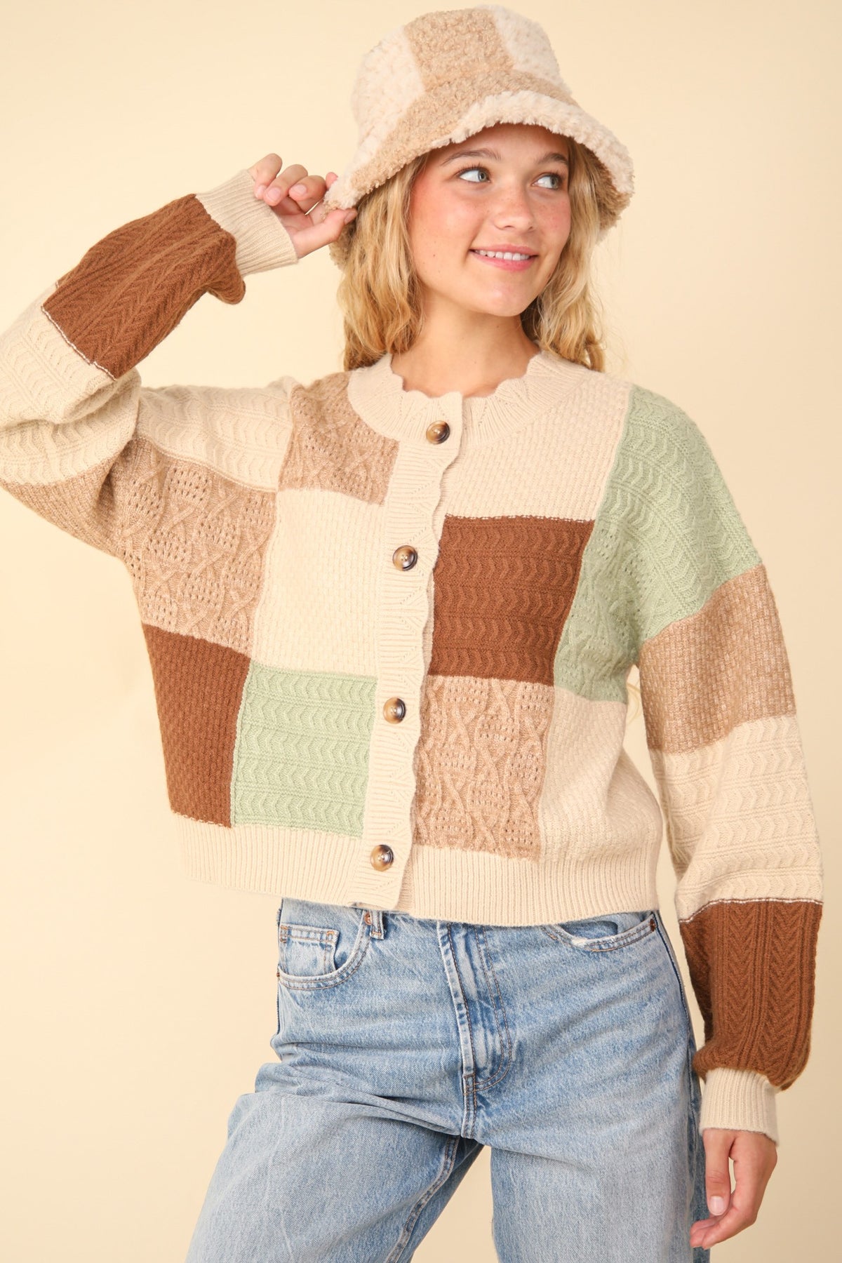 Color Block Textured Cardigan