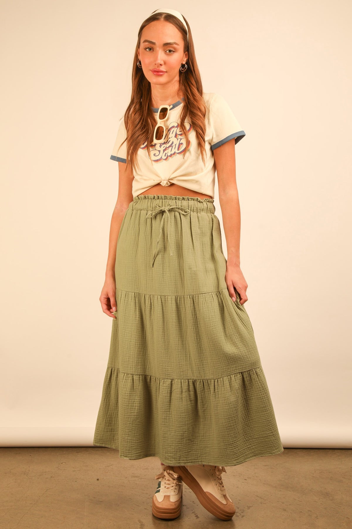 Elastic Waist Tiered Maxi