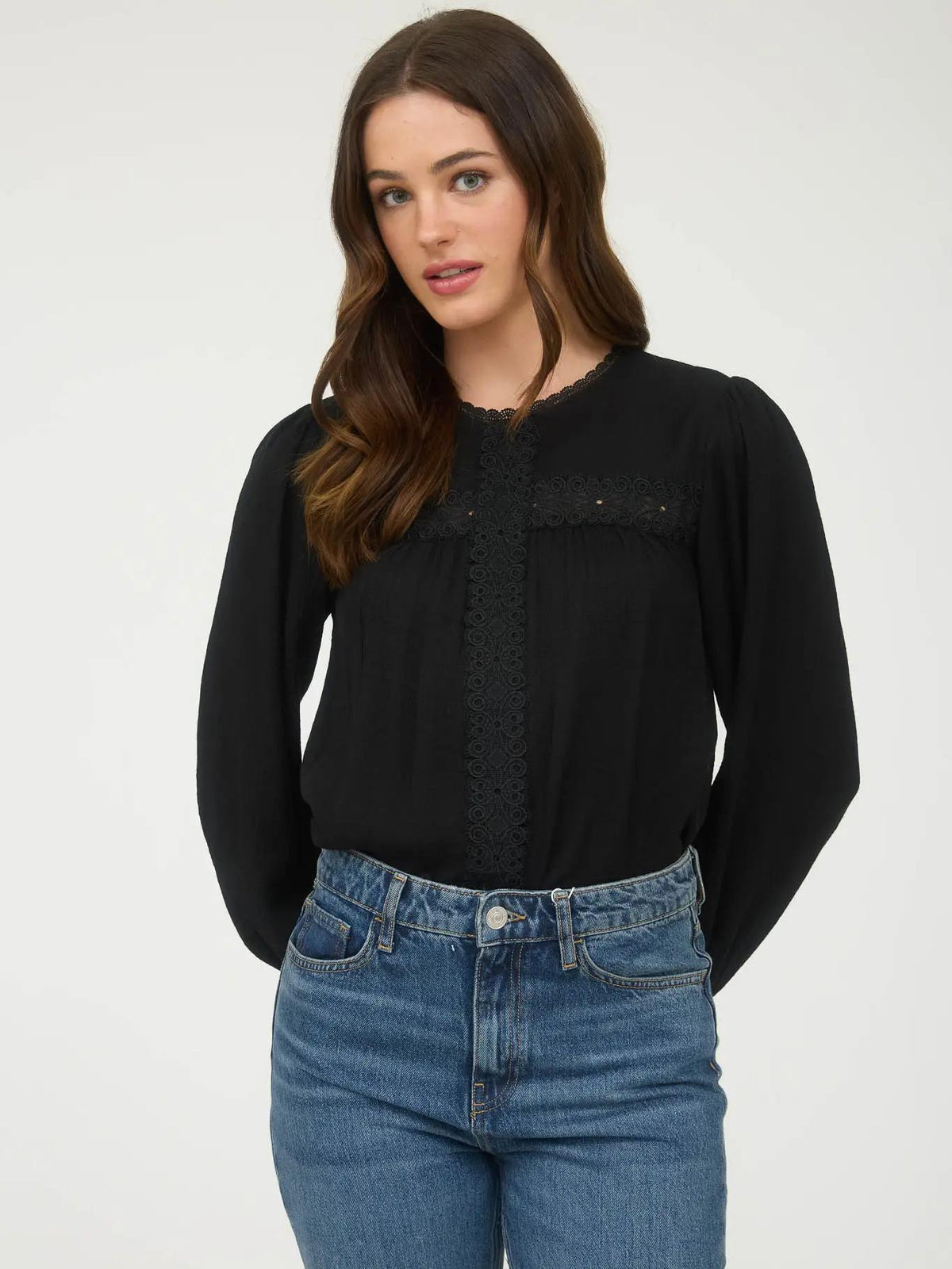 Lace Detail Blouse - Black