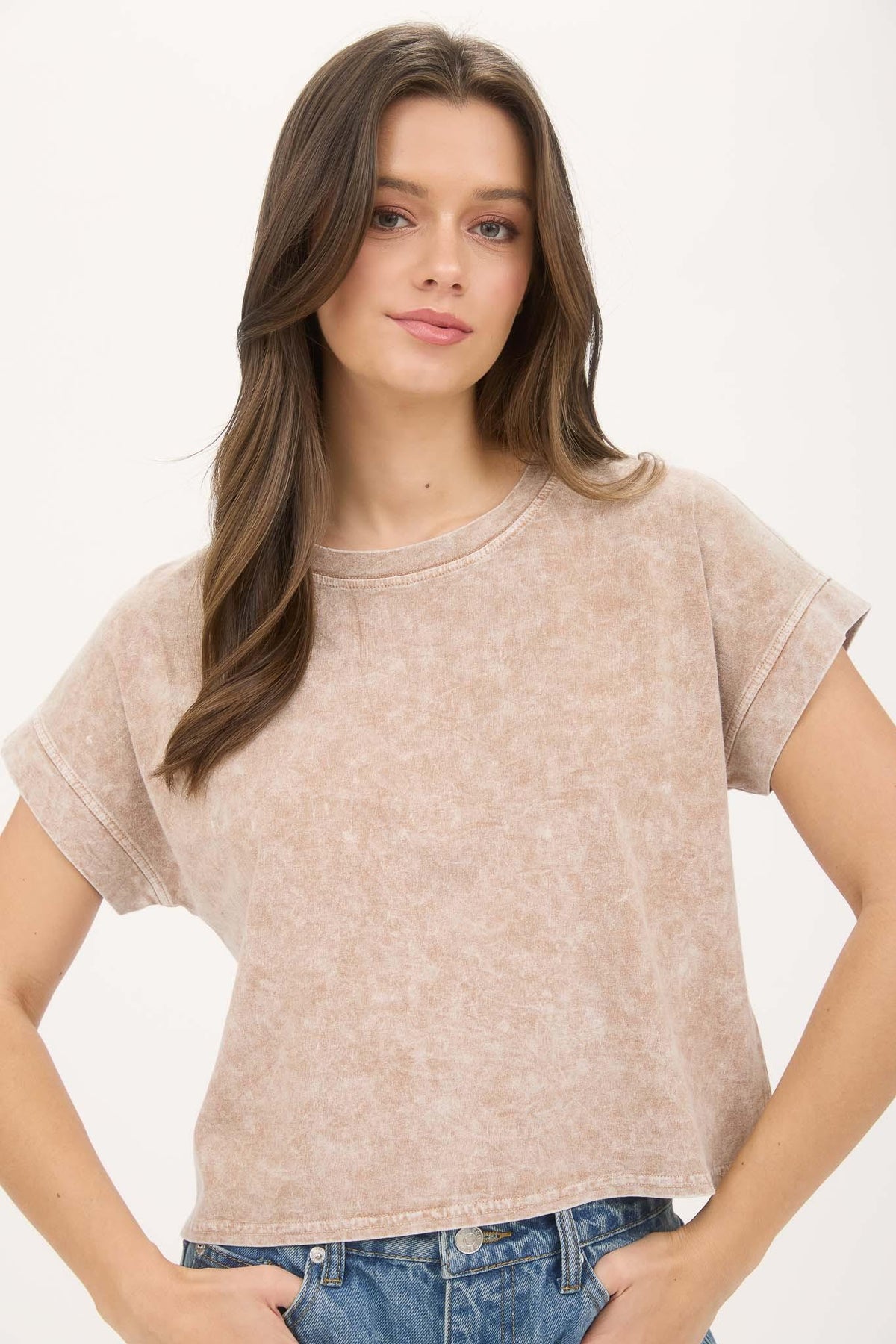 Extended Shoulder Short Sleeve Top