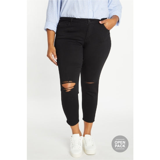 Enjean High-Rise Ankle Grazer Black
