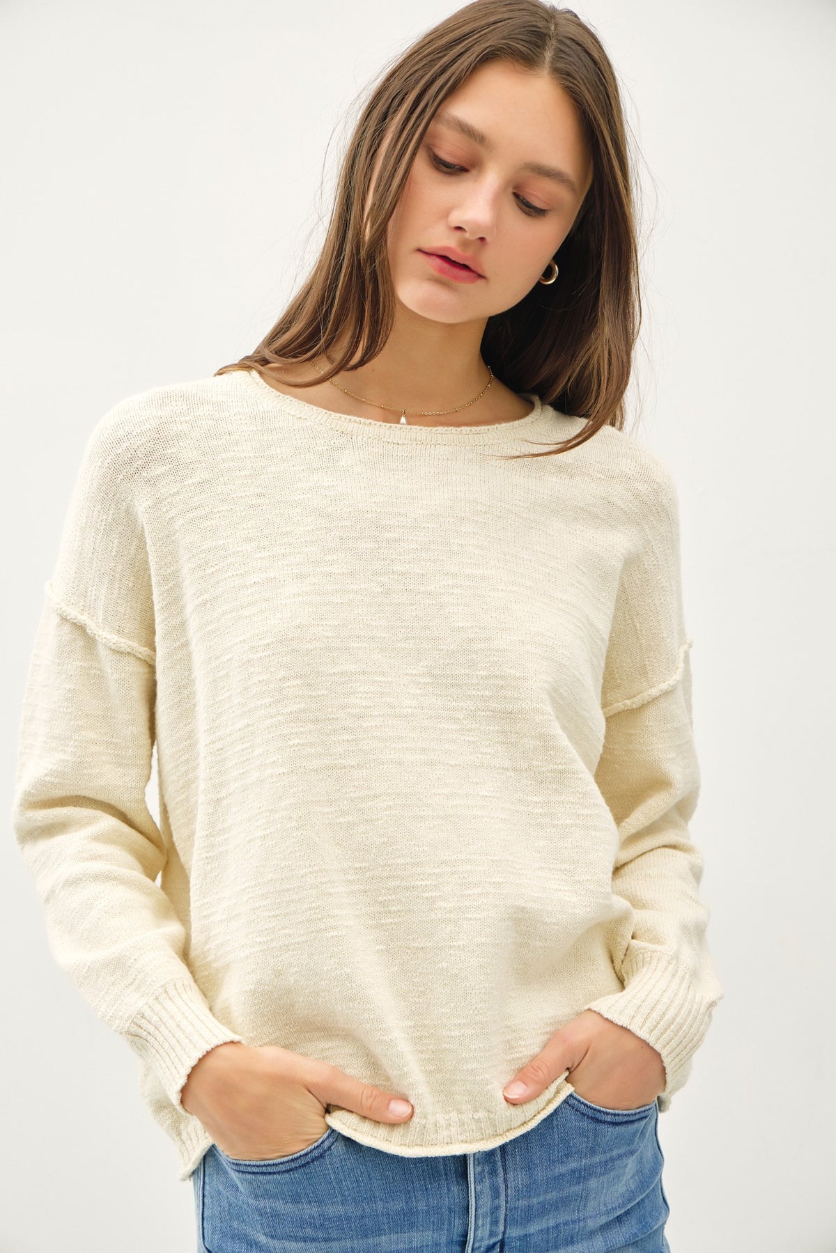 Inside/Out Drop Shoulder Sweater