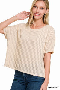 Drop Shoulder Short Sleeve Sweater