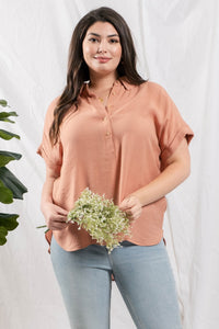 Plus Mid Button Down Top