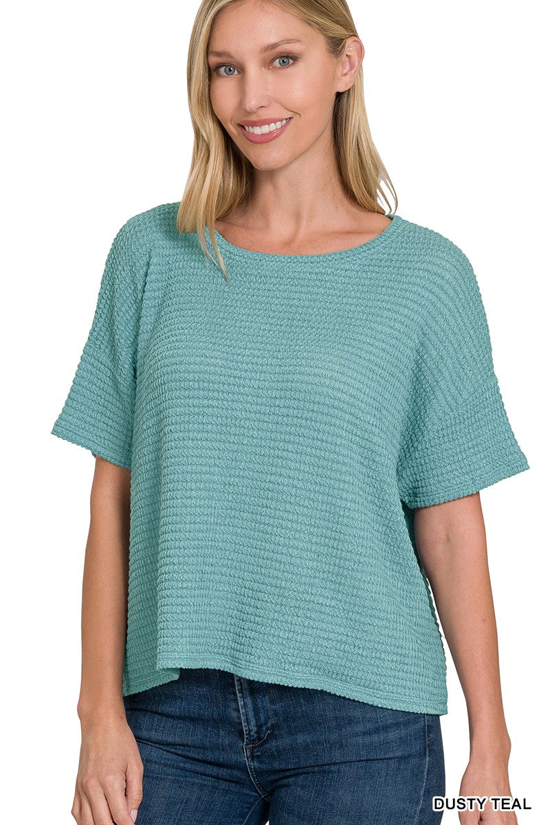 Drop Shoulder Short Sleeve Sweater