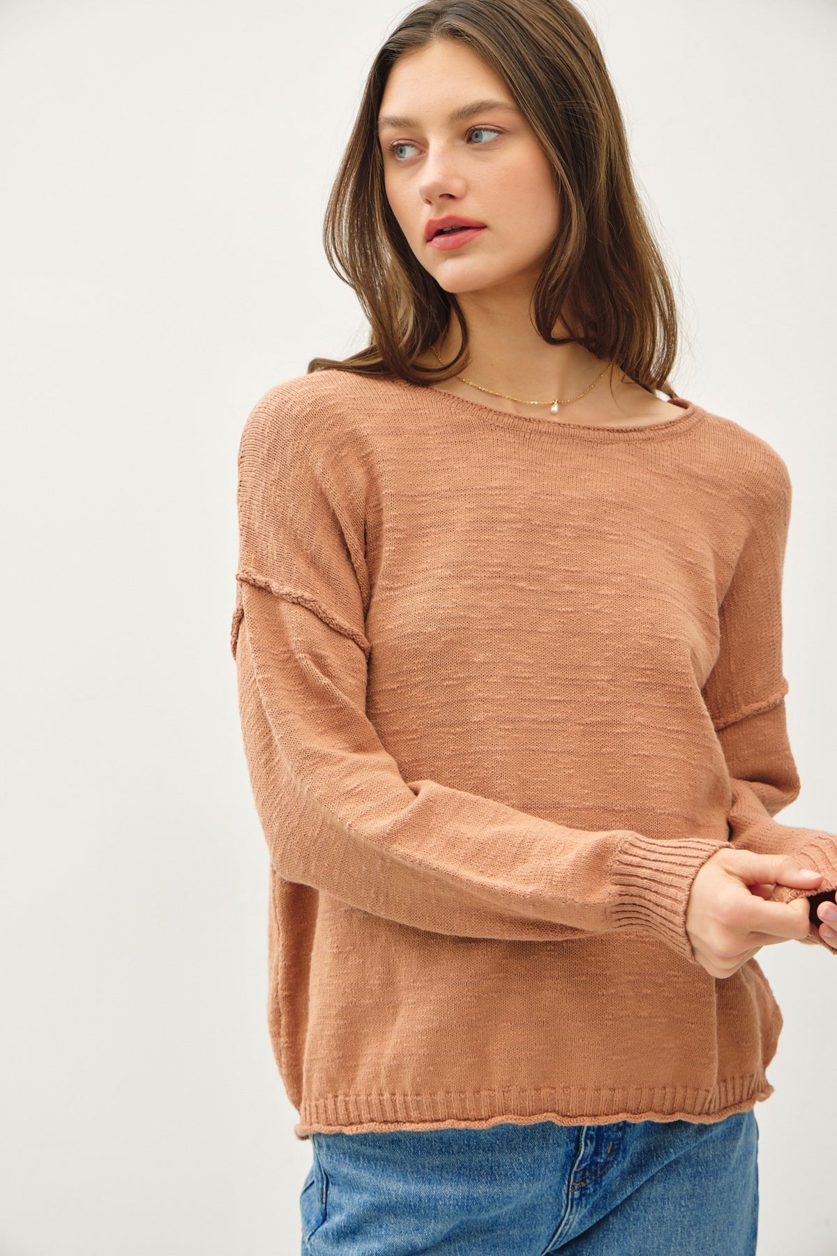 Inside/Out Drop Shoulder Sweater