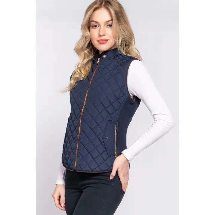 Quilted Padding Vest - Navy