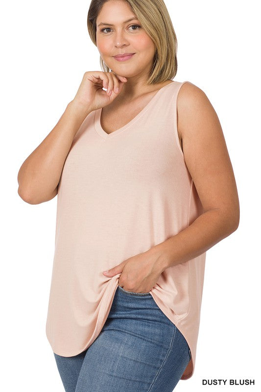 Dusty Blush Sleeveless V-Neck Tank