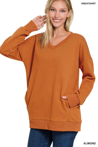 V-neck Sweatshirt w/Pockets