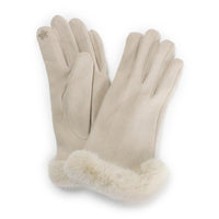 Suede Gloves W/Fur Wrist Cuff