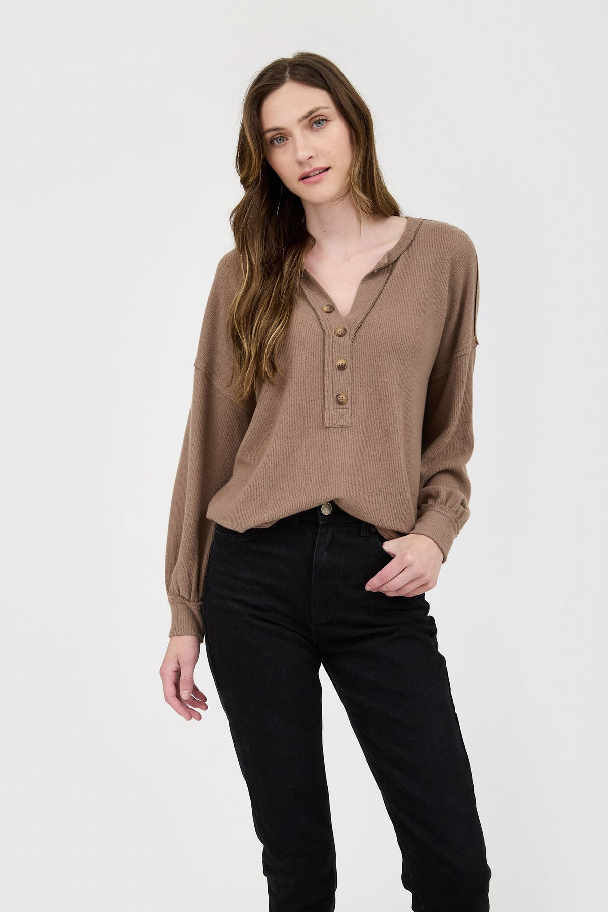 V-Neck 1/2 Button Top