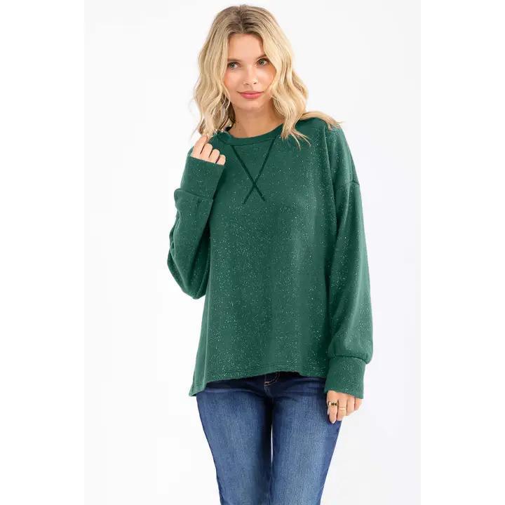 Glitter Pullover Sweater - Hunter Green